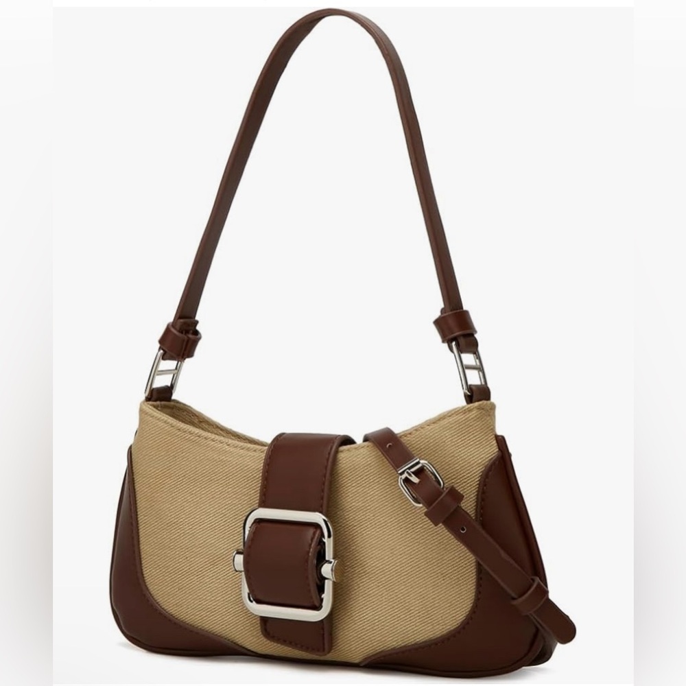Denim Hobo Canvas Brown and Tan Women's Shoulder / Crossbody Bag New